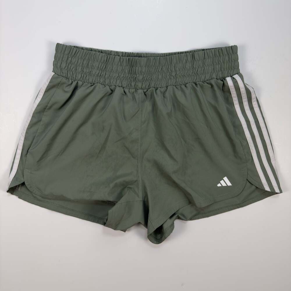 Adidas Women's Pacer 3-Stripes Woven Shorts XL Silver Green 3"
